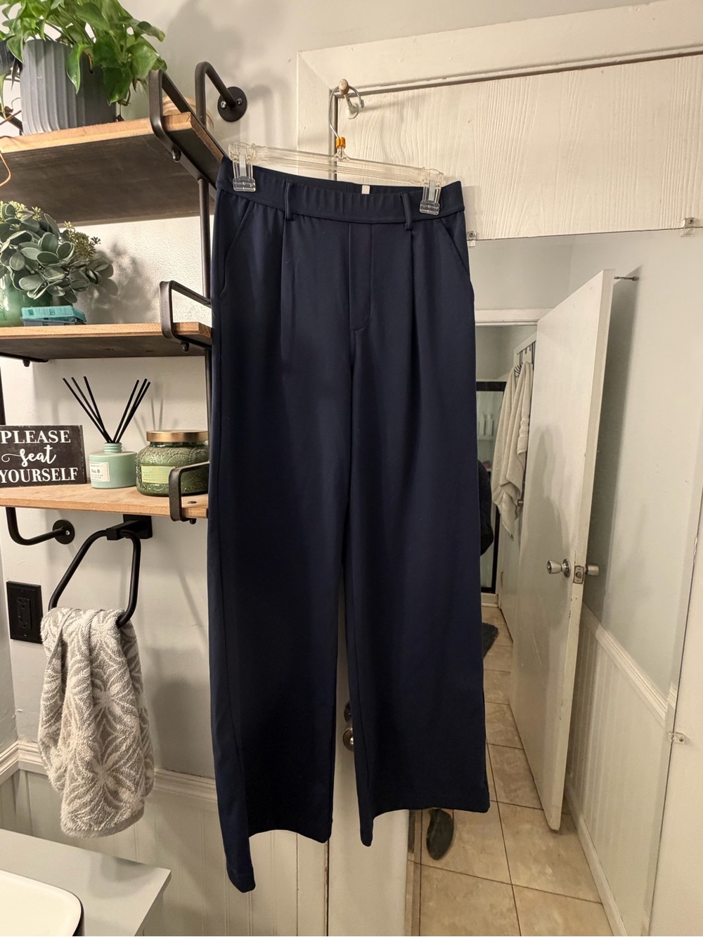 HALARA Navy Wide-Leg Dress Pants